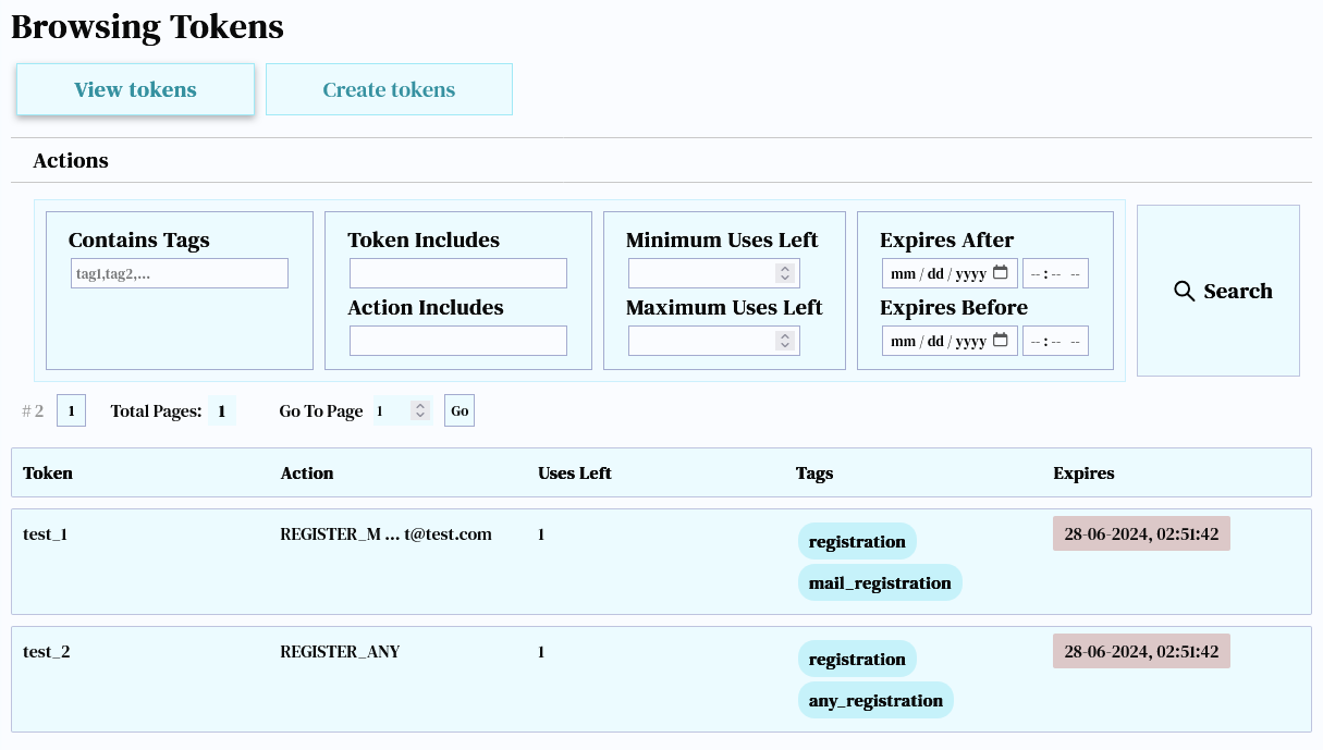 Default Token Docs